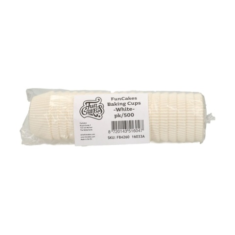 Papilotki do babeczek białe 500szt. - Fun Cakes
