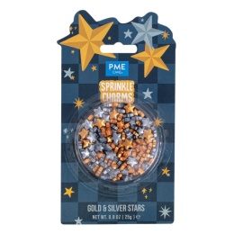 Posypka cukrowa ZŁOTE I SREBRNE GWIAZDKI - PME