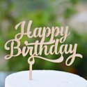 Topper na tort - "Happy Birthday" - naturalne drewno