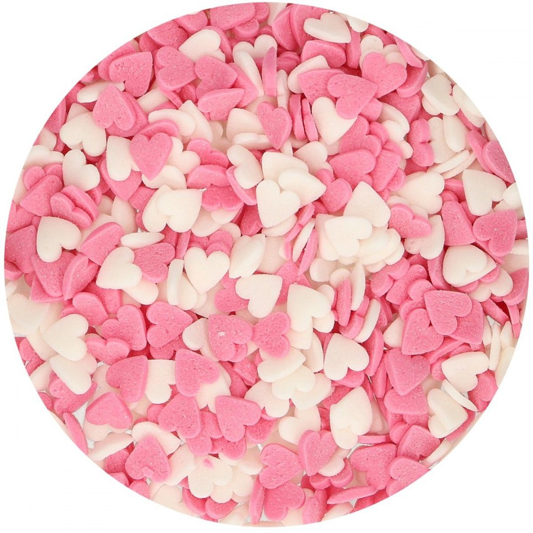 Posypka różowe i białe serca (60g) - Fun Cakes